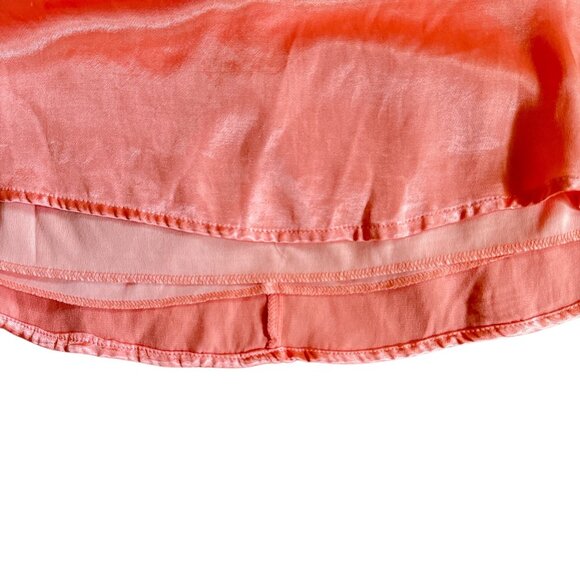 Peach Silky Mini Skirt, Back Zipper - Picture 2 of 3